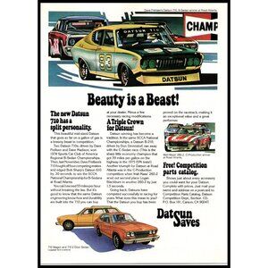1975 Datsun 710 B-Sedan Vintage Print Ad Road Atlanta Dave Frellsen Wall Art